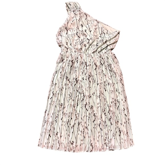 Vince Camuto One Shoulder Mint Green Floral Pleat Drape Grecian Dress $138 NWT - Picture 8 of 8